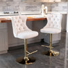 Two x Bar Stools / Dining Chairs / Office Chairs, Gold-Beige