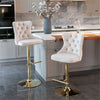 Two x Bar Stools / Dining Chairs / Office Chairs, Gold-Beige