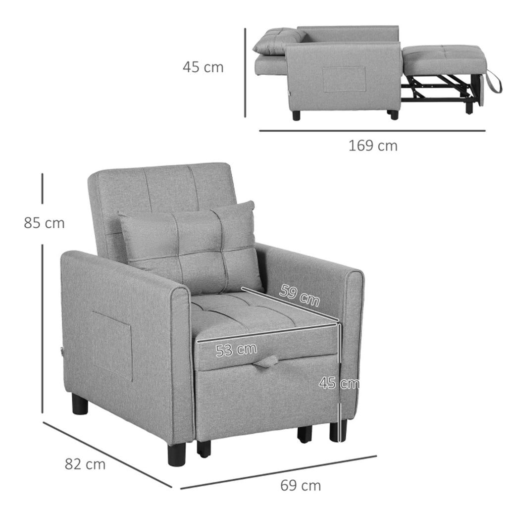 Sofa Chair / Single sofa bed, Grey, B