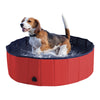 PawHut Foldable Dog Paddling Pool Pet Cat Swimming Pool Indoor/ Outdoor Collapsible Summer Bathing Tub Shower Tub Puppy Washer, ? 100 x 30H cm, Red