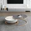 Lvinta Grey Round Nesting Coffee Table With TV Stand, Gold Base | DodiTec WC1