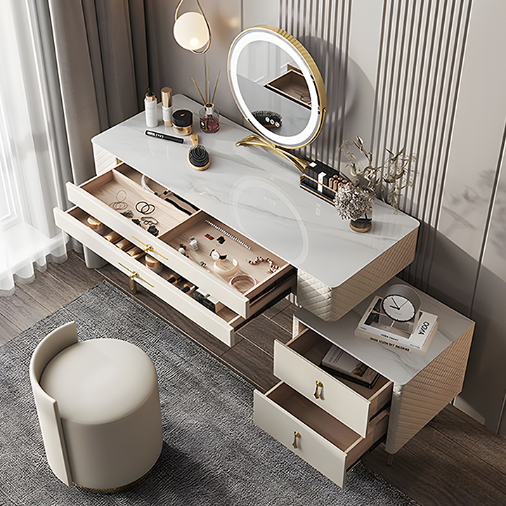 Prestigio Dressing Table With LED Mirror, White-DodiTec WC1