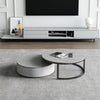 Oval Round Nesting Coffee Table With TV Stand, Gold Leg | DodiTec WC1