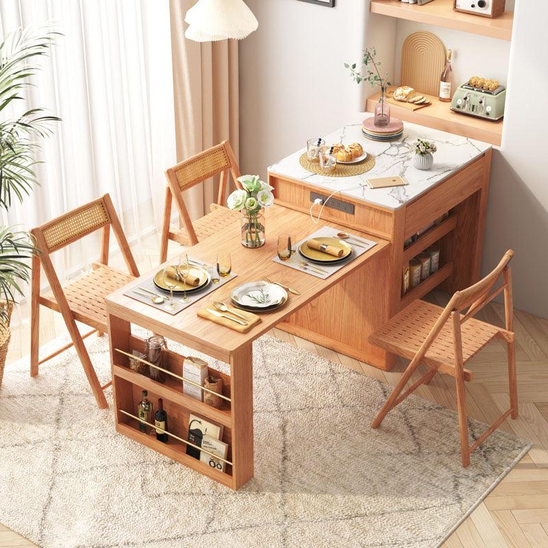 Valerie Extendable Dining Table With Bar Island, Oak, With USB Charger | DodiTec WC1