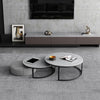 Lvinta Grey Round Nesting Coffee Table With TV Stand, Gold Base | DodiTec WC1