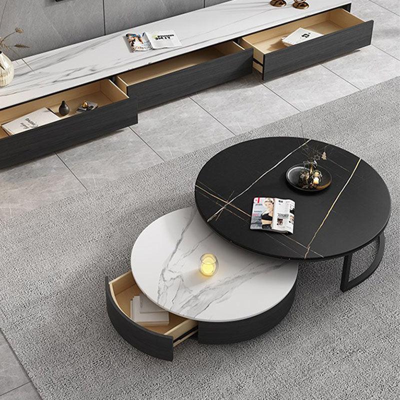 Kahoo Nesting Coffee Table With TV Stand, Sintered Stone | DodiTec WC1