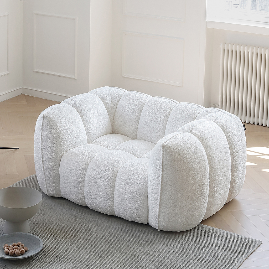 Oxley Pumpkin Single Sofa, Armchair, White-DodiTec WC1