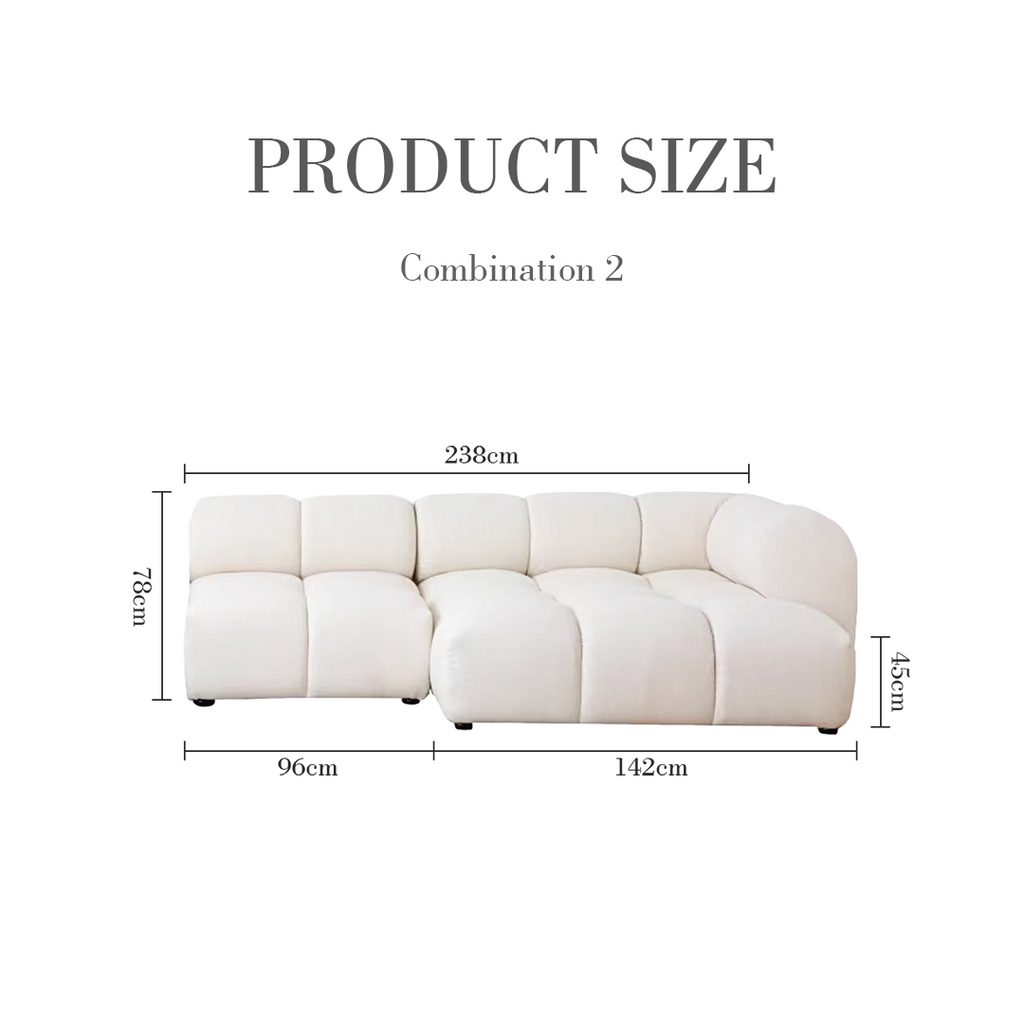 Lysander Velvet Module Three Seater Sofa, White-DodiTec WC1