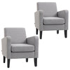 DodiOnline 2 Pieces Modern Armchairs with Rubber Wood Legs, Upholstered Accent Chairs, Single Sofa for Living Room, Bedroom, Light Grey