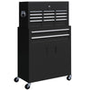 DodiOnline Portable Tool Box, Metal Tool Chest on Wheels with 6 Drawers for Garage and Workshop, Black