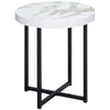 DodiOnline Round Side Table with Metal Legs, Modern End Table Bedside Table for Living Room, Bedroom, White