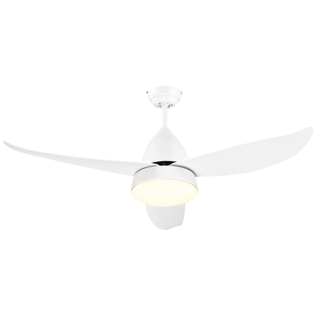 DodiOnline Reversible Ceiling Fan with Light, 3 Blades Indoor Modern Mount White LED Lighting Fan with Remote Controller, for Bedroom, Living Room, White