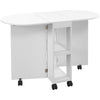 DodiOnline Four-Person Drop Leaf Dining Table, with Wheels - White