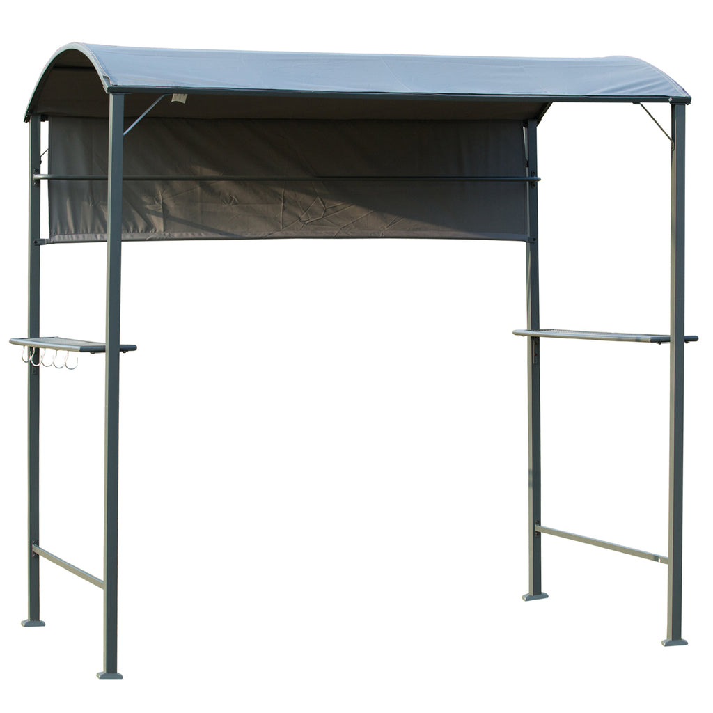 DodiOnline 2.2 x 1.4m BBQ Shelter, Outdoor Grill Gazebo Canopy with Shelves, Hanging Hooks, and Metal Frame, for Garden Patio Backyard