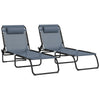 DodiOnline Set of Two Folding Sun Loungers, with Four-Position Backs - Grey