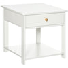 DodiOnline Bedside Table with Drawer and Bottom Shelf, Square Side End Table for Bedroom, Living Room, White