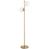 DodiOnline 2 Lights Tree Floor Lamp for Living Room with Globe Lampshade, Standing Lamp for Bedroom, Bulb not Included, Gold Tone