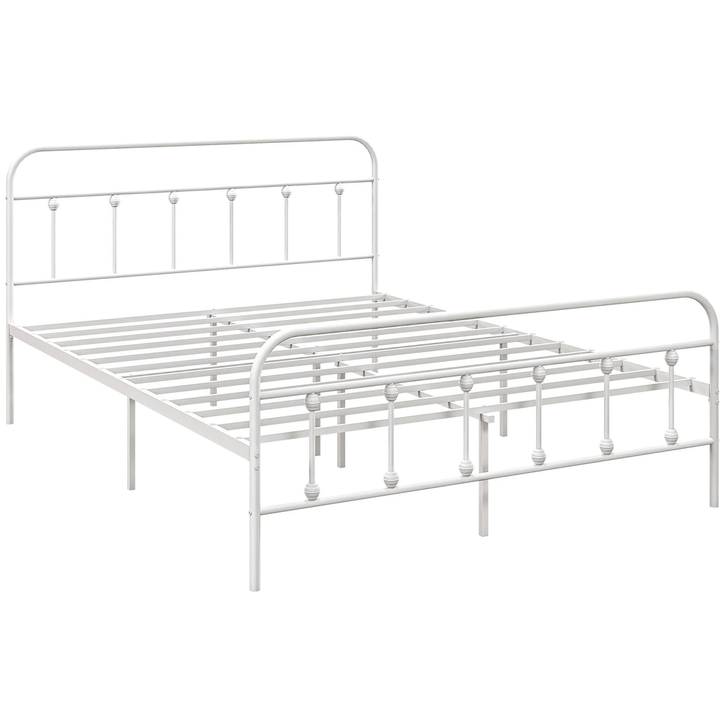 DodiOnline King Size Minimalistic Metal Bed Frame - White