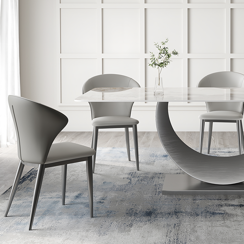 Vera Dining Table & Chairs, Sintered Stone, White-DodiTec WC1