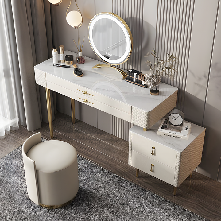 Prestigio Dressing Table With LED Mirror, White-DodiTec WC1