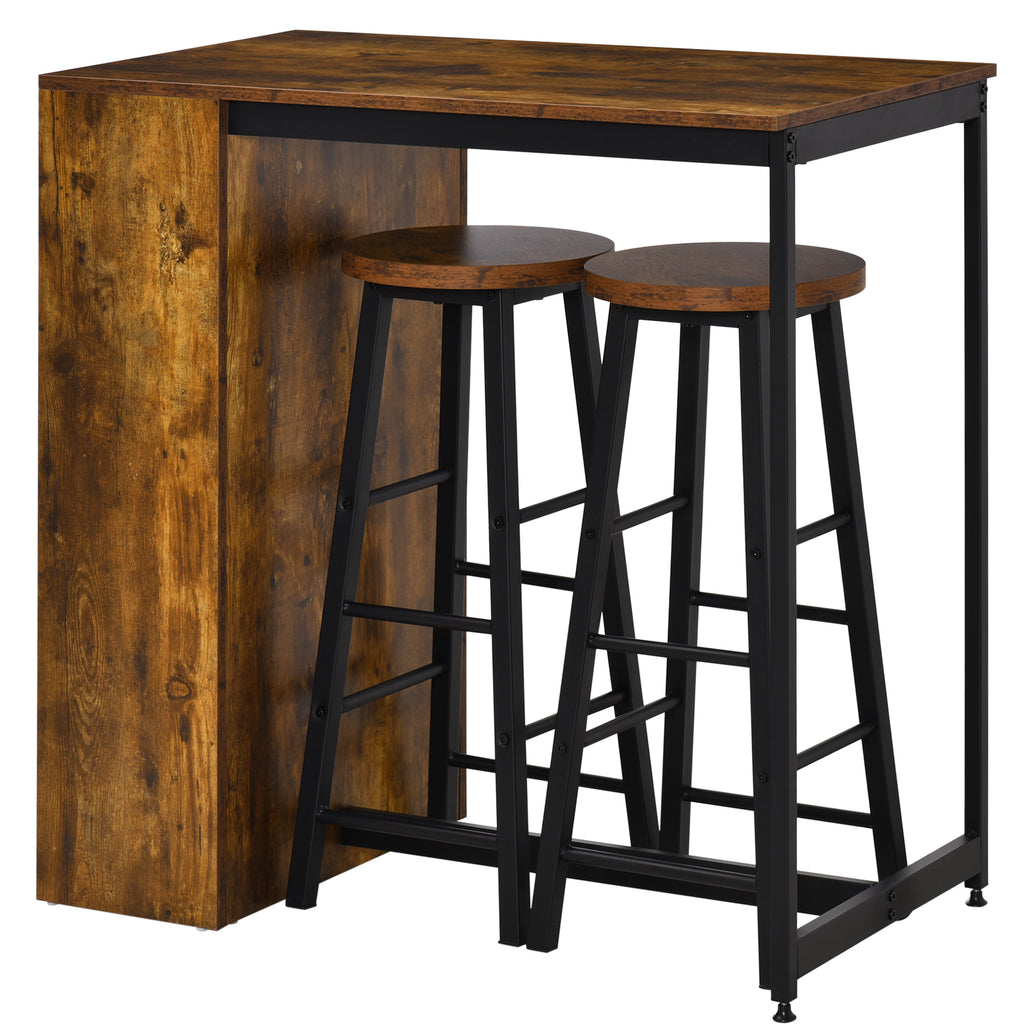 DodiOnline Industrial Bar Table Set for 2, 3 Pieces Pub Table and Bar Stools with Storage Shelf for Kitchen