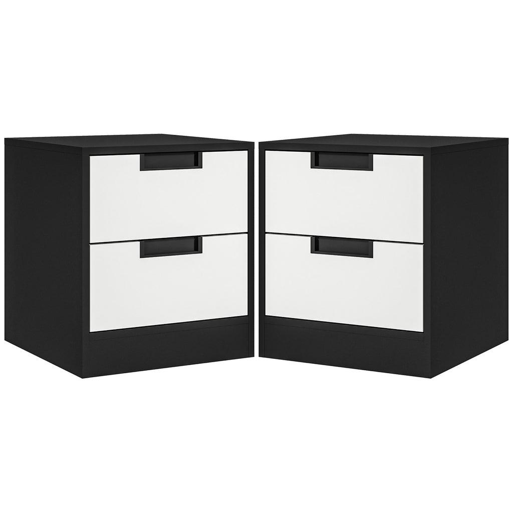 DodiOnline Set of Two Monochrome Two-Drawer Bedside Tables