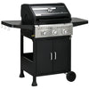 DodiOnline 9kW Three-Burner Gas BBQ Grill, with See-Through Lid - Black