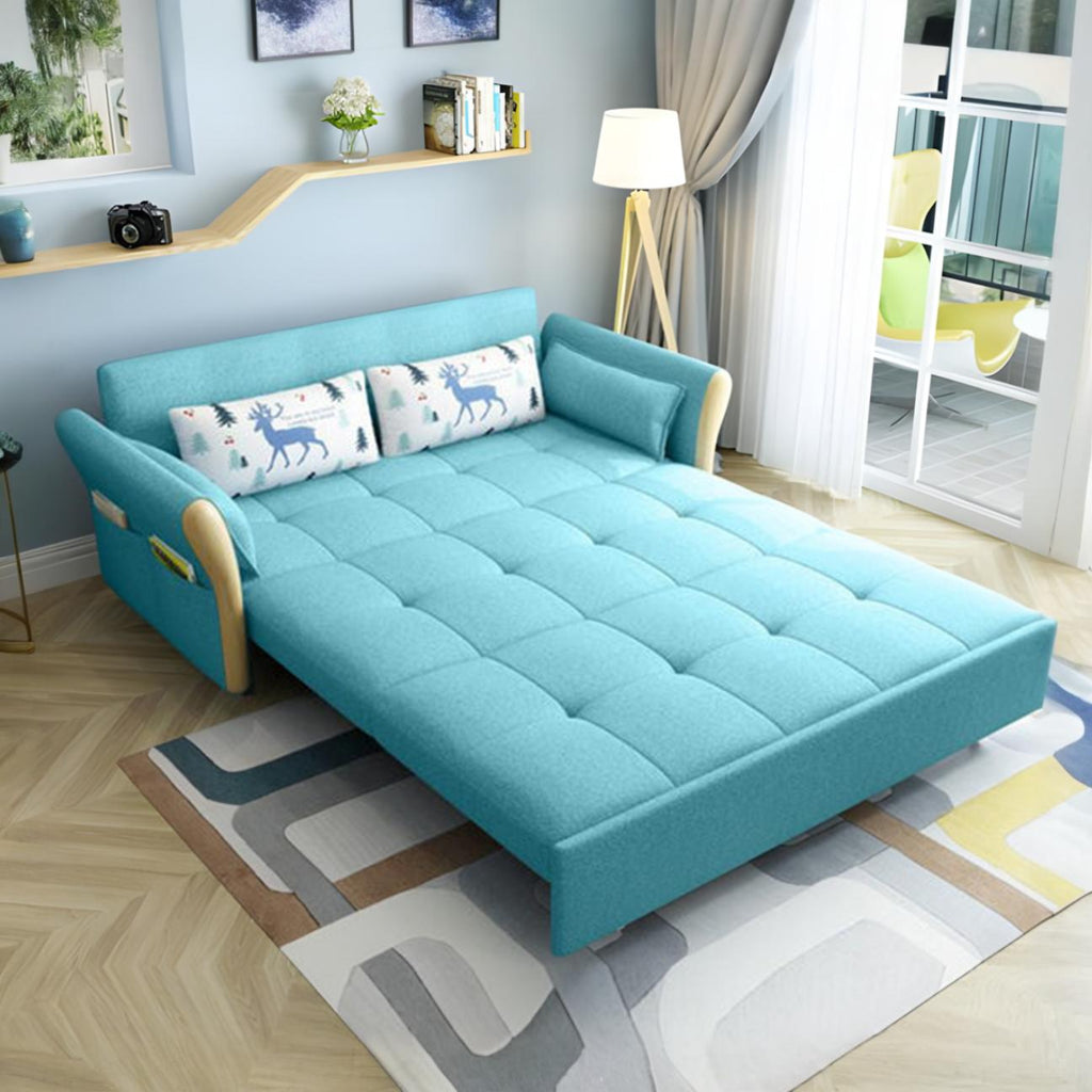 SB152 Two Seater Sofa Bed, Blue