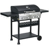 DodiOnline Five-Burner Steel Gas Grill, with Thermometer - Black