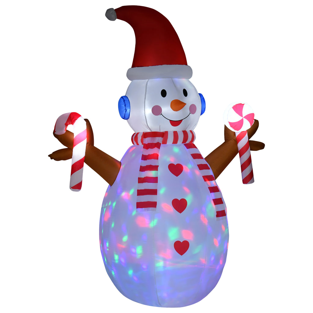 DodiOnline 8ft Christmas Inflatable Snowman with Candy, Rotating Lighted for Home Indoor Outdoor Garden Lawn Decoration Party Prop