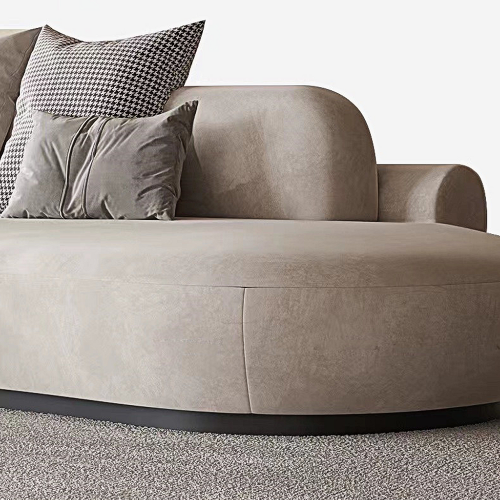 Cosima Grey Three Seater Long Curved Sofa, Velvet-DodiTec WC1