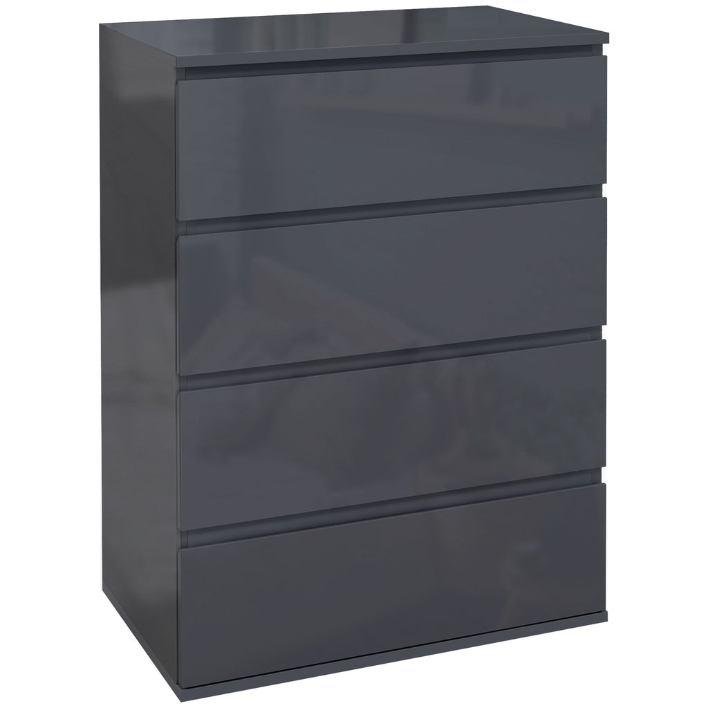 DodiOnline High Gloss Chest of Drawers, 4-Drawer Storage Cabinets, Modern Dresser, Storage Drawer Unit for Bedroom