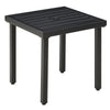 DodiOnline Garden Side Table End Table Patio Coffee Table with Umbrella Hole, Steel Frame for Balcony, Black