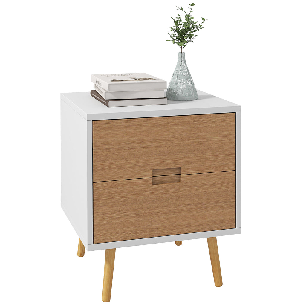 DodiOnline Wood Effect Wto-Drawer Bedside Table - Brown/White