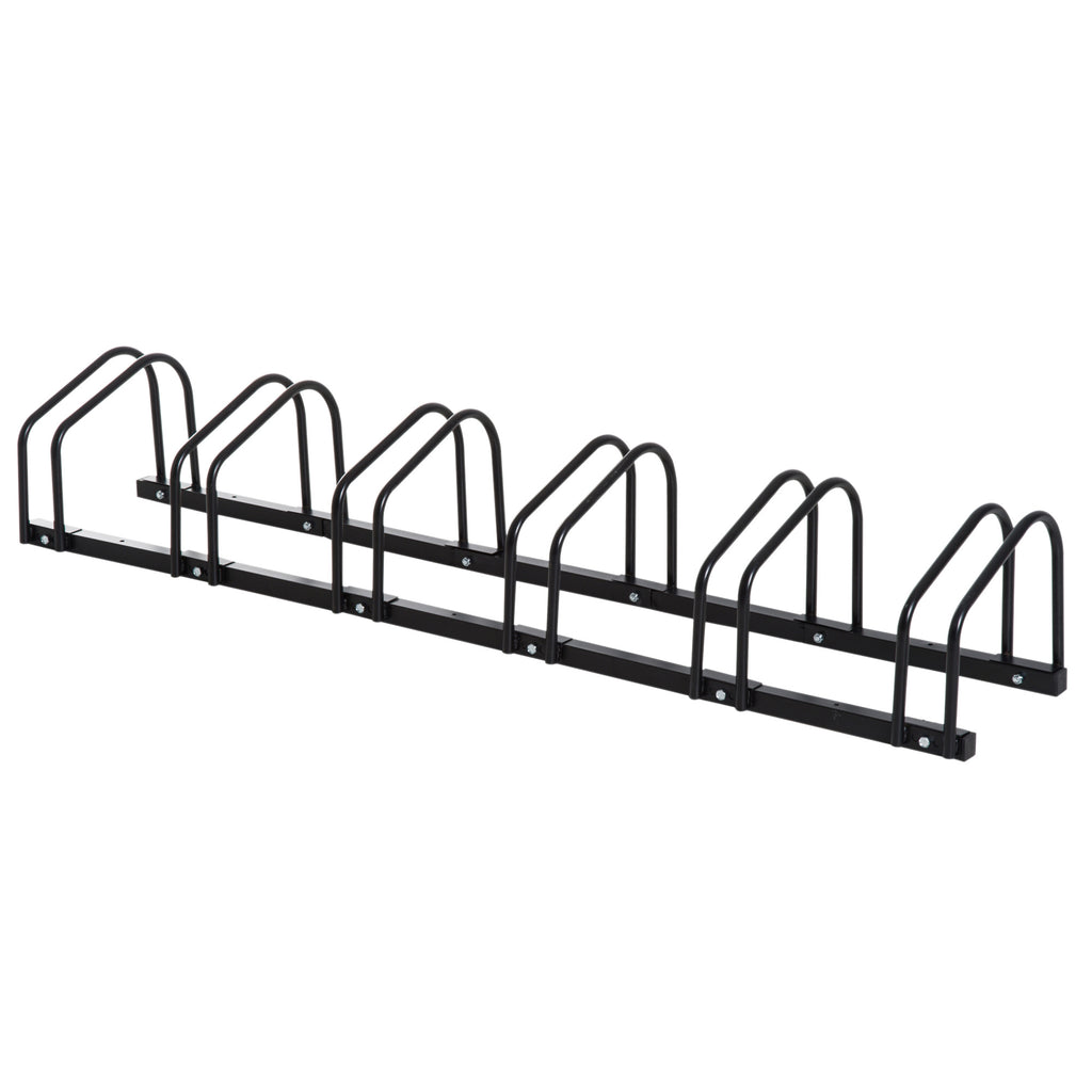 DodiOnline Bike Stand Parking Rack Floor or Wall Mount Bicycle Cycle Storage Locking Stand 179L x 33W x 27H (6 Racks, Black)