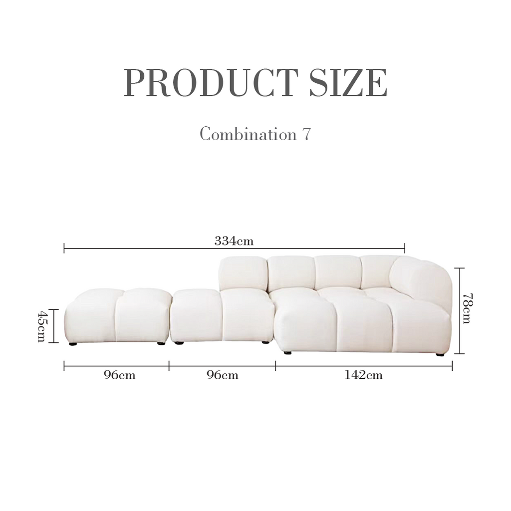 Lysander Velvet Module Three Seater Sofa, White-DodiTec WC1