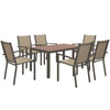 DodiOnline Seven-Piece Garden Dining Set, with Plastic Wood-Top Table - Brown