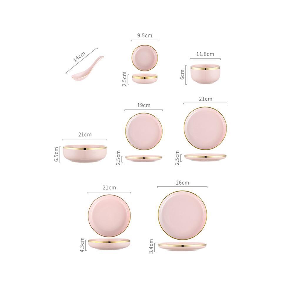 8 Pieces Dinner Set, Pink Or White | DodiTec WC1