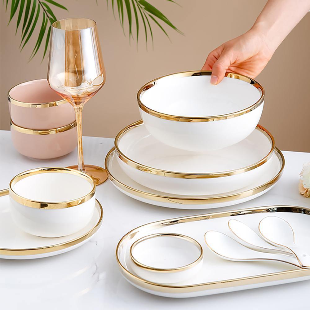 8 Pieces Dinner Set, Pink Or White | DodiTec WC1