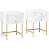 DodiOnline Set of Two Elegant Bedside Tables - White/Gold-Tone