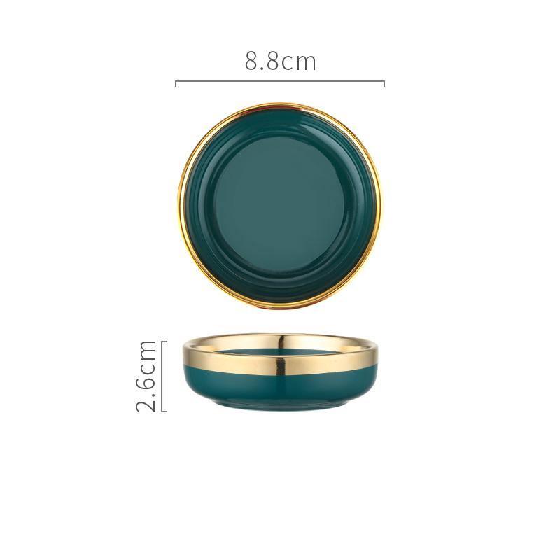 9 Piece Dinner Set, Green And Gold | DodiTec WC1