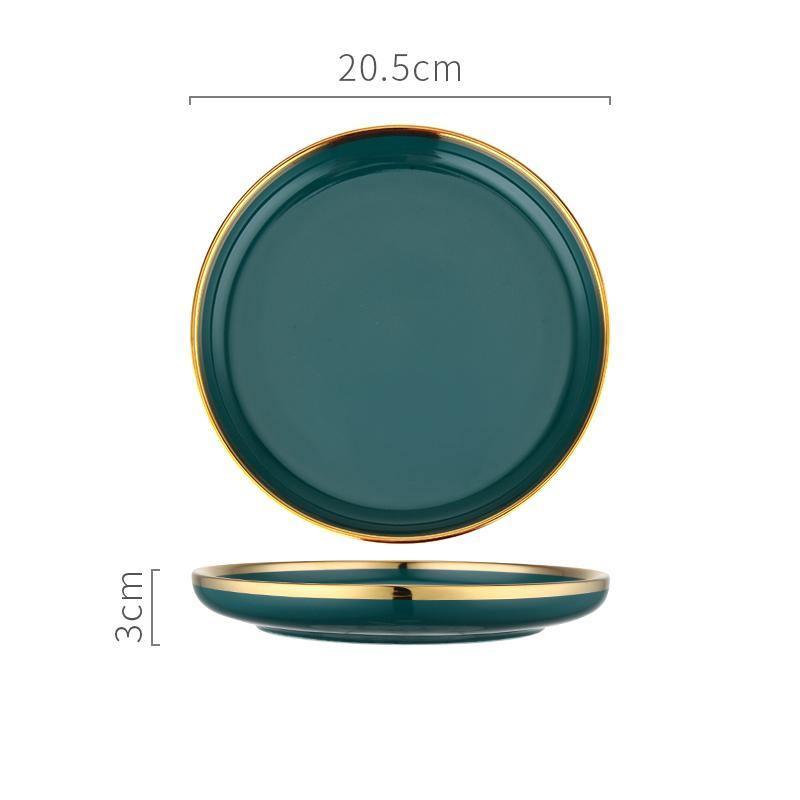 9 Piece Dinner Set, Green And Gold | DodiTec WC1