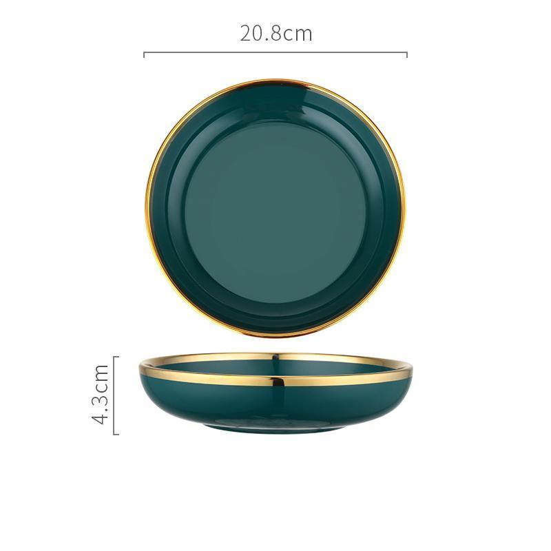 9 Piece Dinner Set, Green And Gold | DodiTec WC1