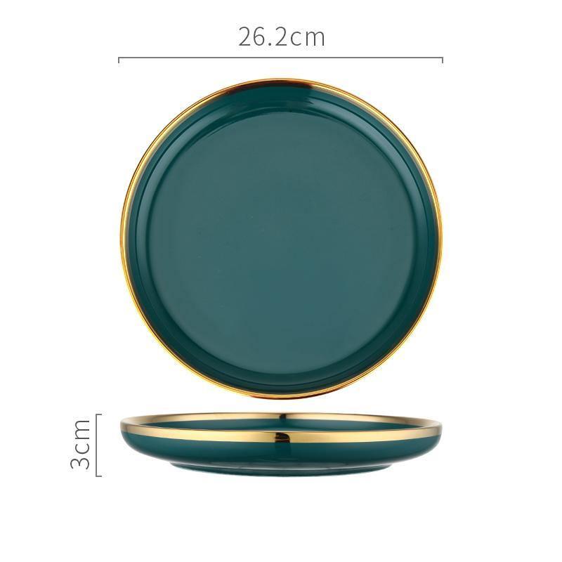 9 Piece Dinner Set, Green And Gold | DodiTec WC1