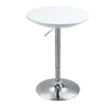 DodiOnline Modern Round Bar Table Adjustable Height Home Pub Bistro Desk Swivel Painted Top with Silver Steel Leg and Base, White