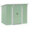 DodiOnline 7 x 4ft Outdoor Garden Metal Storage Shed, Tool Storage Box for Backyard, Patio and Lawn, Light Green