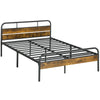 DodiOnline Industrial-Style Double Bed Frame - Black/Brown