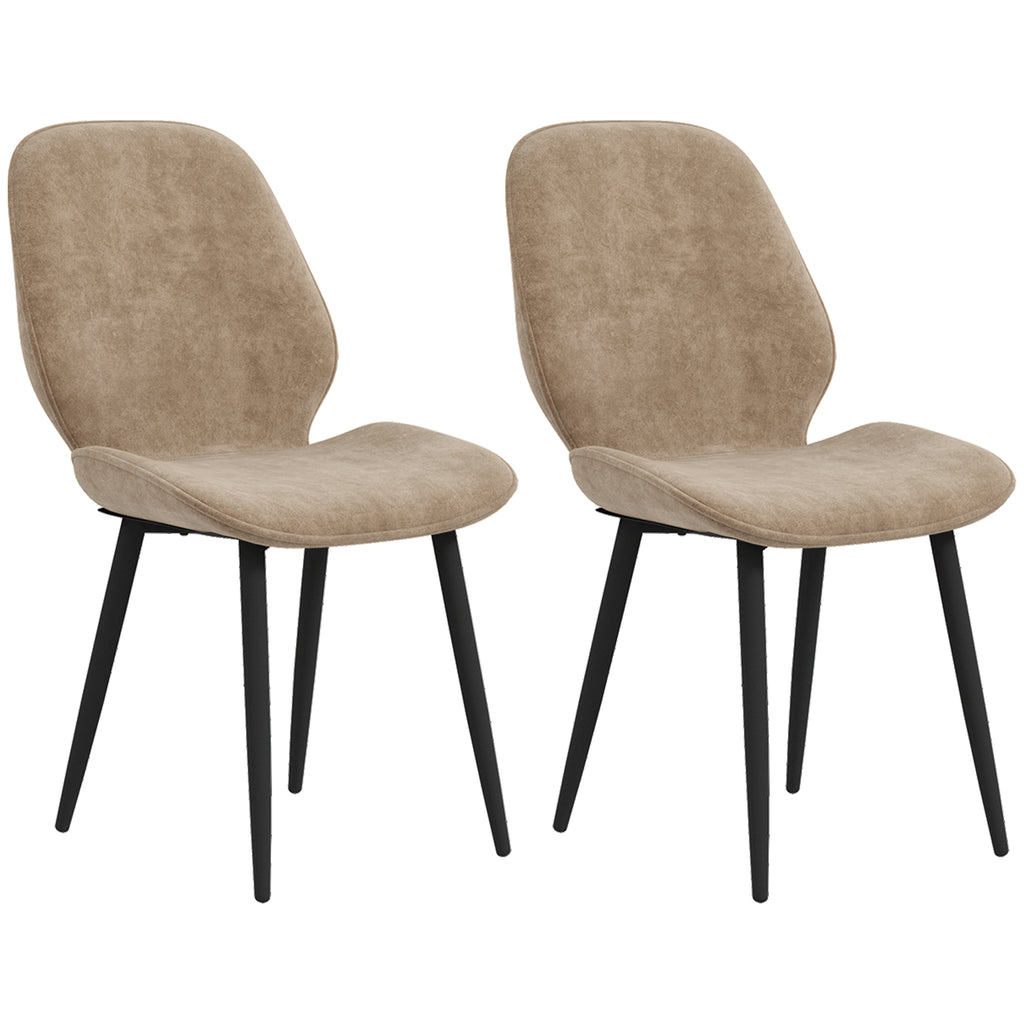 DodiOnline Velvet Dining Chairs, Set of 2 Dining Room Chairs with Metal Legs for Living Room, Dining Room, Light Brown