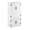 DodiOnline Accent Floor Storage Cabinet Kitchen Cupboard with Adjustable Shelves and 2 Lower Doors, White