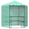 DodiOnline Hexagon Walk In Greenhouse with Shelves, Outdoor Green House Grow House with Waterproof PE Cover and Roll-up Door, 228 x 196 x 215 cm, Green